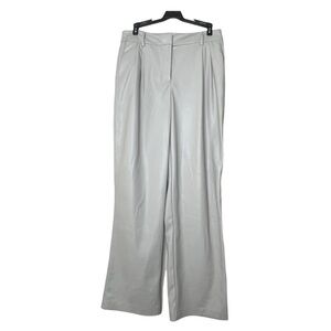 NEW House of Harlow Gray Vegan Leather Straight Leg Pants US 8
